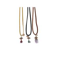 Load image into Gallery viewer, Cancer. Emerald, June 22 - July 22,   Zodiac Birthstone Pendant, Glass, Sterling Silver, Copper on Brown, Beige or Black Leather Necklace