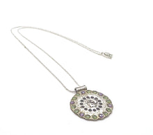 Load image into Gallery viewer, All that Glitters, 950 Silver, Amethyst and Peridot Pendant On Sterling Chain