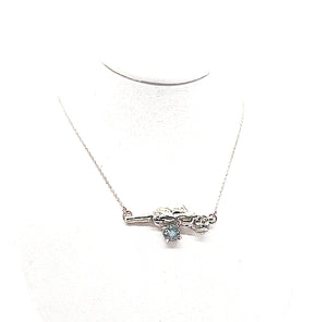 Organic Bar Style Necklace, Sterling Silver, Indicolite Tourmaline, Sterling Chain