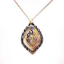 Load image into Gallery viewer, Bronze Textured, Layered Freeform Pendant with Amethyst CZ