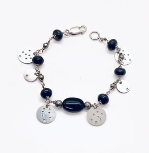 Constellation Bracelet, Sterling Silver and Black Onyx