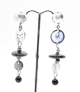 Constellation Earrings, Sterling Silver and Black Onyx