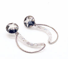Load image into Gallery viewer, Crescent Moon Dangle Earrings, Star Post with Sterling Wire and Cube Beads