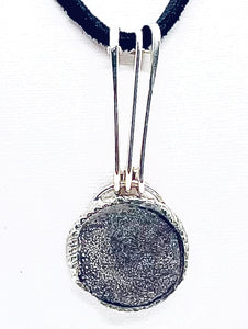 Dark Side of the Moon Pendant Necklace Sterling Silver and Leather