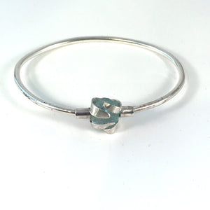 Natural Aquamarine Crystal Sterling Silver Bangle Bracelet, March Birthstone, Earth's Treasures Collection