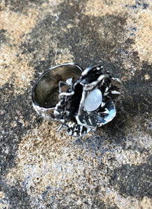 Sterling Silver Flower Vine Ring, Harmony Botanical Series, Interchangeable Stones
