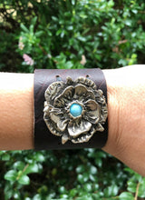 Load image into Gallery viewer, Sterling Silver &amp; Leather Flower Bracelet, Harmony Botanical Series, Interchangeable Stones