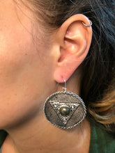 Load image into Gallery viewer, Sterling Silver and Pyrite Medallion Earrings, Harmony Geometric Series H002