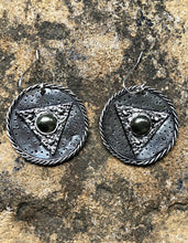 Load image into Gallery viewer, Sterling Silver and Pyrite Medallion Earrings, Harmony Geometric Series H002