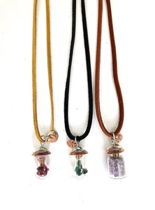 Pisces, Amethyst, Feb. 19 - March 20,   Zodiac Birthstone Pendant, Glass, Sterling Silver, Copper on Brown, Beige or Black Leather Necklace
