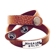 Load image into Gallery viewer, Jeremiah 29:11 on Brown Leather Wrap Bracelet