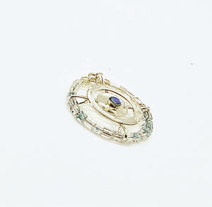 Space Saucer Sterling and Glass Pendant with Opal Center