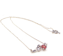 Load image into Gallery viewer, Organic Bar Style Necklace, Sterling Silver, Pink Tourmaline, Sterling Chain